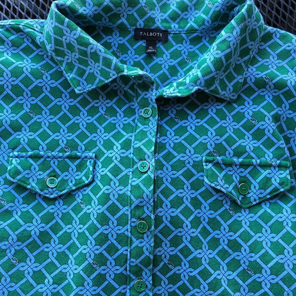 Talbots Long Sleeve Polo Top w/Classy Details - Picture 2 of 5